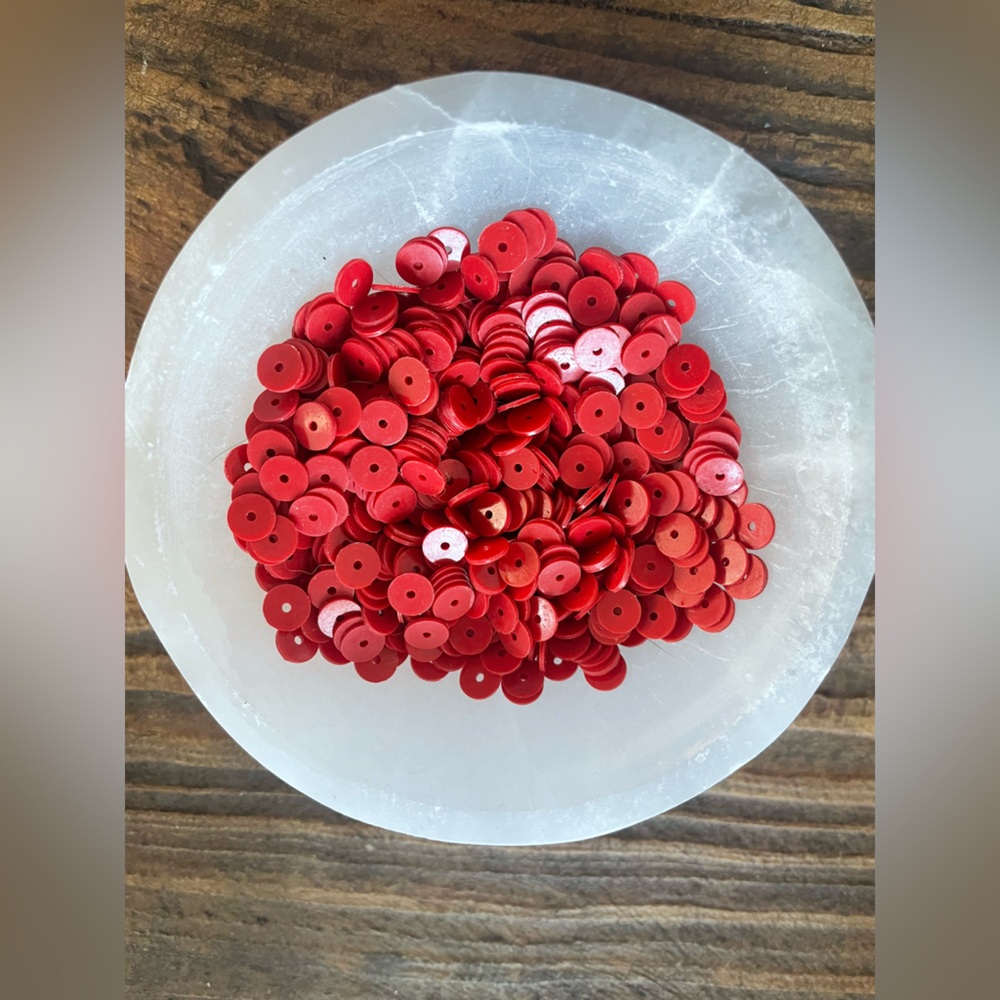 Red Vinyl Phono Record Beads 6mm Vinyl Beads, Jewelry Making Supplies, Ghanaian